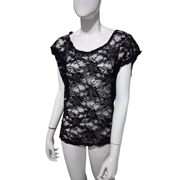 Y2K Vintage Whimsigoth Womens Size Large Lace Fairygoth Witchy Dark Romantic Top - Picture 2 of 7